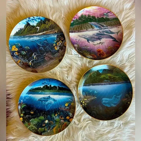 Robert Lyn Nelson “Underwater Paradise” Limited Edition Plates Set of 4 - Picture 1 of 10